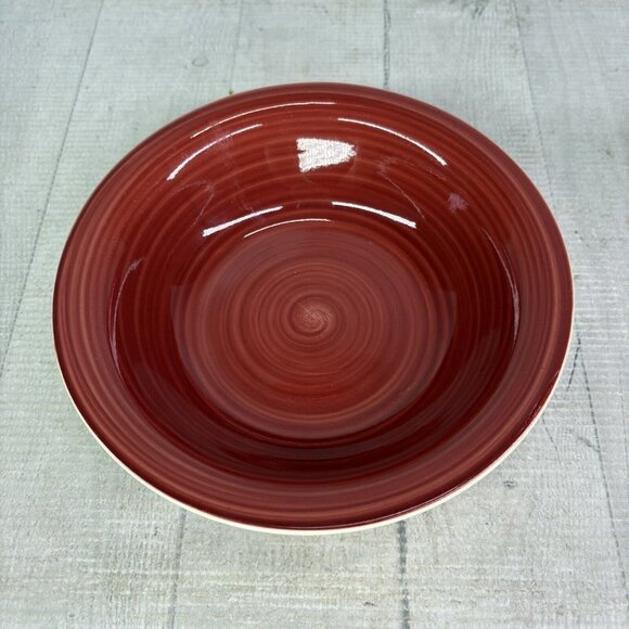 Dover & York RINGS SWIRL Circles Rust Red Stoneware Cereal Soup Bowls Set of 4 - Picture 6 of 16